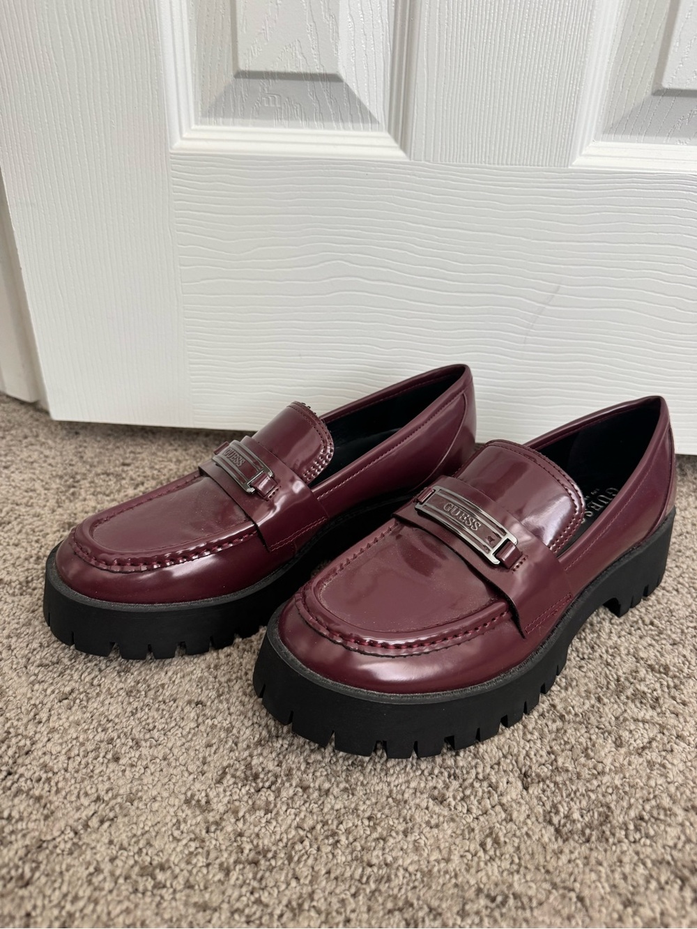 Guess Burgundy Patent Loafer with Chunky Sole 🥀